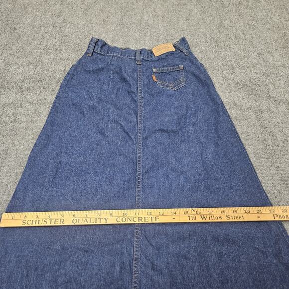 VTG Orange‎ Tab Levis Denim A Line Denim Skirt Tag Size 8/9 (TRUE 24 in Waist) - Picture 9 of 11